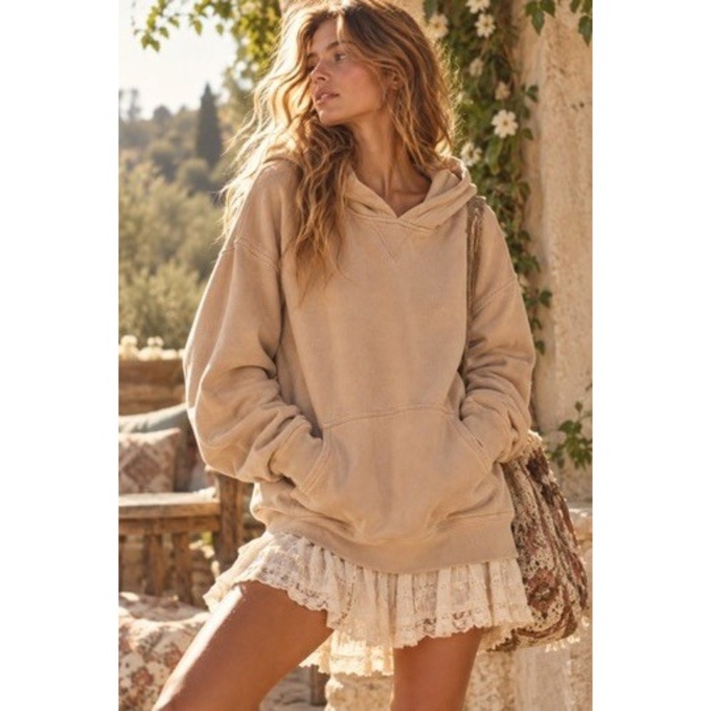 Lululemon Scuba Oversized Hoodie Tan Beige Size 4 Cotton Blend Pullover